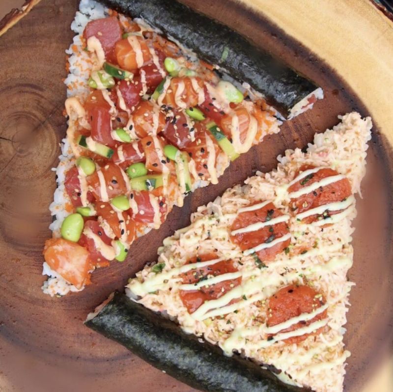 cara membuat sushi pizza