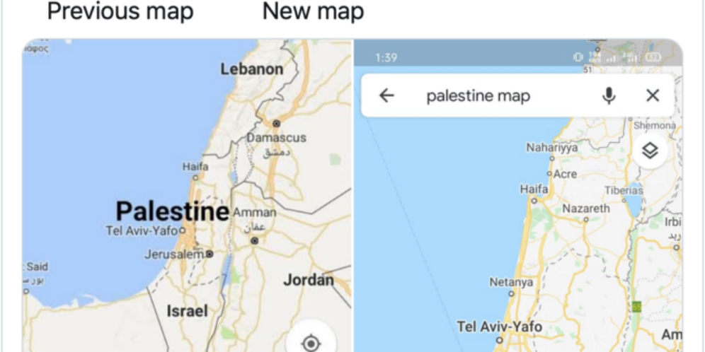 Palestina Di Hapus dari Google Maps